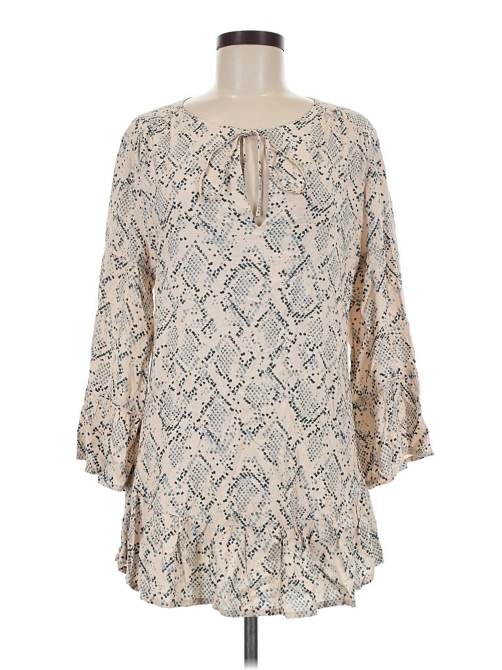 ViX Paula Hermanny Nusa Ruffle Snakeskin Swim Cover Up Tunic Nude Tan NWT - Picture 2 of 7